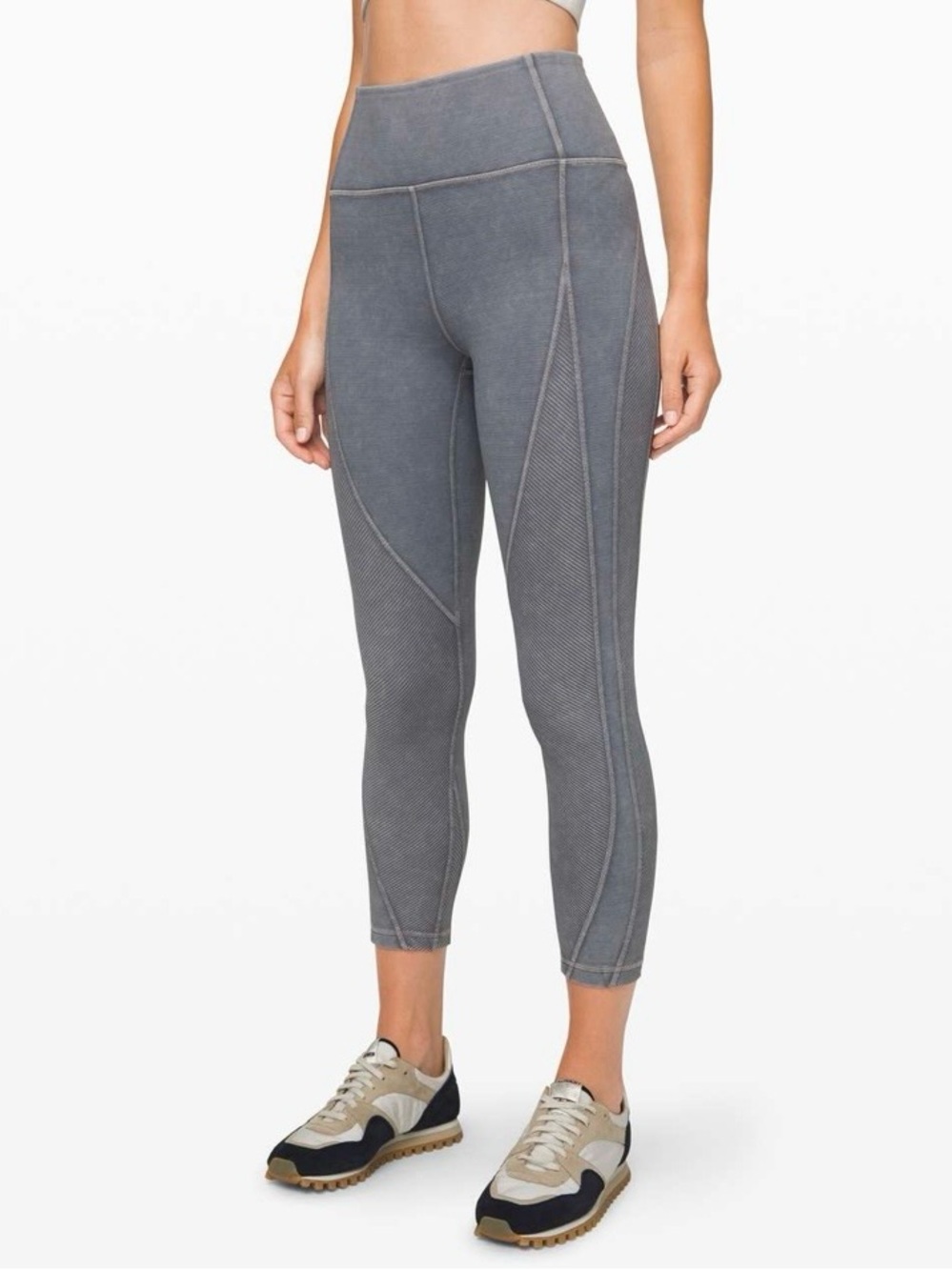 Lululemon Wunder Under High Rise Crop 23” Ribbed in Washed Luna Size 6 NWT